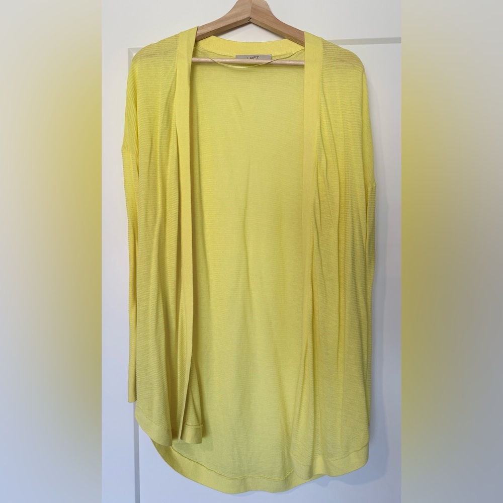 LOFT Sunny Yellow Lightweight Long Cardigan